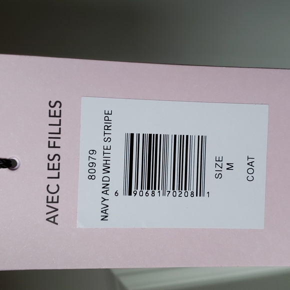 Avec Les Filles Sailor Stripe Double Breasted Peacoat Navy and White Size M NWT - Picture 10 of 16